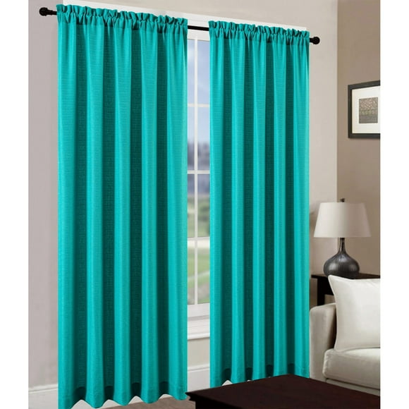 Leah Jacquard Rod Pocket Window Panel, Aqua, 54x84 Inches