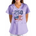 thumbnail image 6 of KDDYLITQ Womens Independence Day Freedom Tshirt July 4th Printed V Neck Tops American Birthday National Flag Print Fourth Of July Blouses 250 Years Birthday Loose Short Sleeve Scrubs Tees Purple 3XL, 6 of 7