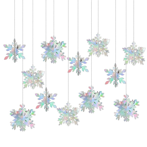12-Piece Rainbow Paper Wreath With Snowflakes For Christmas And Birthday Decor Winter Wonderland Accent Paper Material