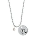 thumbnail image 1 of Delight Jewelry Silvertone Mini Light Purple Crystal Heart Silvertone Script Initial Disc - R - Charm Necklace, 20"+3", 1 of 4