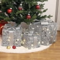 thumbnail image 6 of 3 Pieces Christmas Lighted Gift Boxes, Pre-Lit Gift Present Boxes with Ribbons and Bows, Light Up Xmas Ornaments for Indoor Outdoor Christmas Tree, Home, Yard, Lawn, Silver, 6 of 6