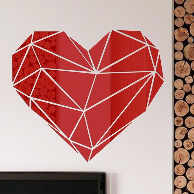 Gwong Decoración hogareña Espejo de acrílico del corazón geométrico espejo decorativo decorativo pegatina de pared tridimensional Gwong 21050589