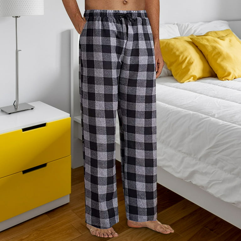 Lisingtool Pants for Men Mens Pajamas Plaid Pajama Pants Sleep Long Pant  with Pockets Soft Pj Bottoms Classic Home Wear Elastic Waist Work Pants for