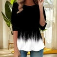 thumbnail image 6 of Womens Round Neck T-Shirts Loose Fit Tunic Tops 3/4 Length Sleeve Graphic Tee Plus Size Fall Summer Spring Tshirts (XL, Black), 6 of 6