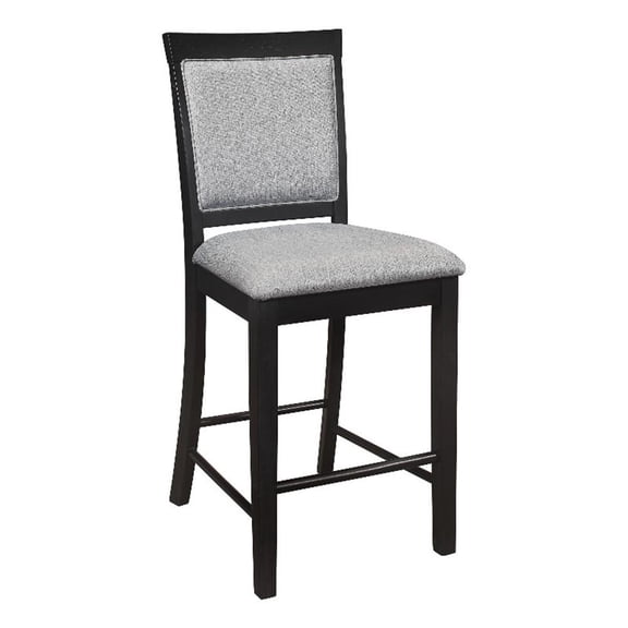 Aven 26 Inch Counter Height Chair- Gray Polyester- Black Wood- Set of 2