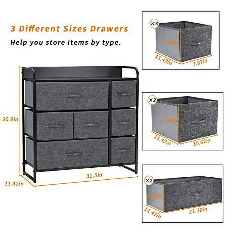 Kamiler 7 Drawer Dresser 3 Tier Storage Organizer Tower Unit for