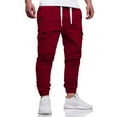 thumbnail image 4 of Resicozy Men's Hiking Cargo Pants Joggers Slim Fit Stretch Lightweight Casual Work Pants with Pockets Elastic Drawstring Waist Red S, 4 of 5