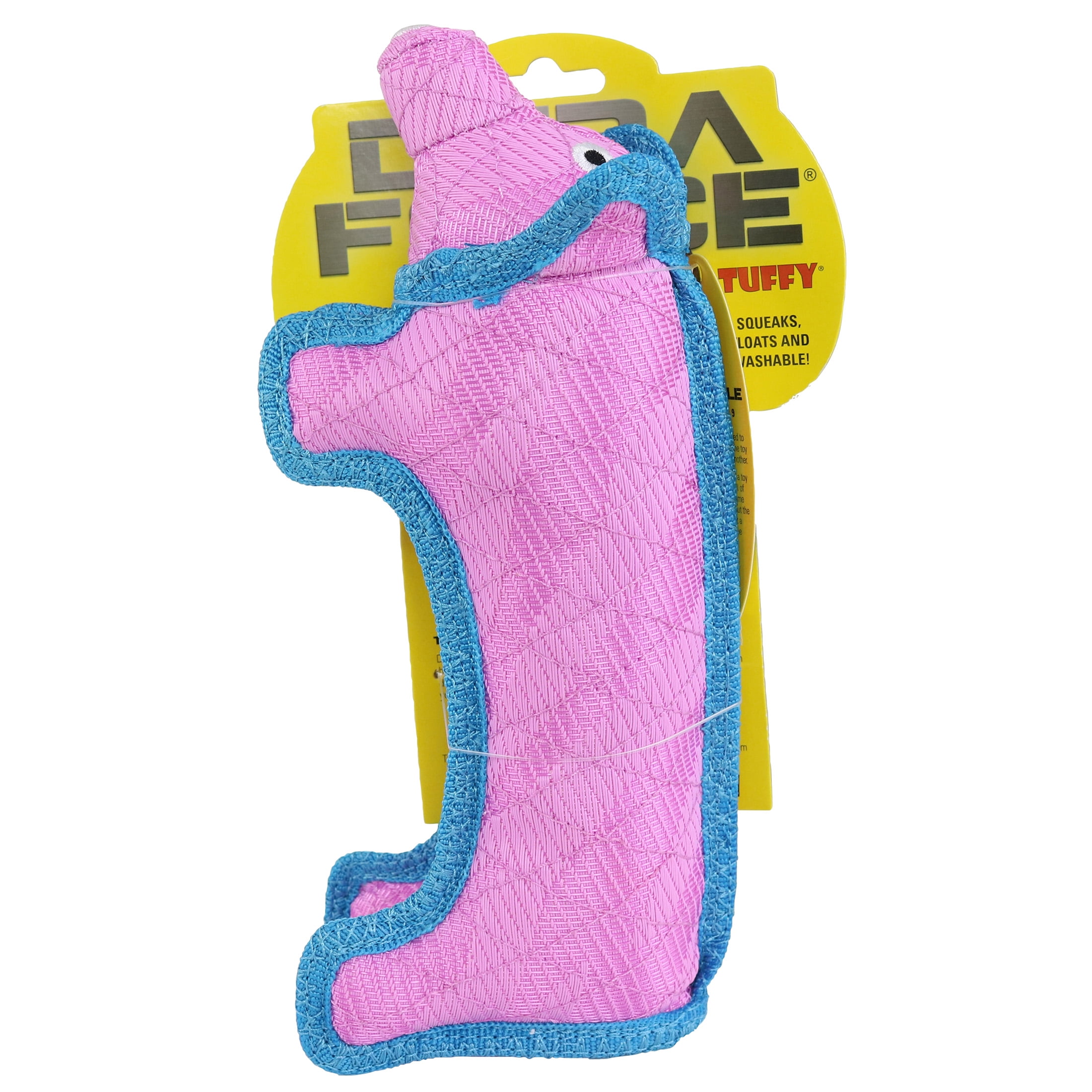 DuraForce Pig Tiger Pink Blue Durable Woven Mesh Fiber Dog Toy with Squeaker
