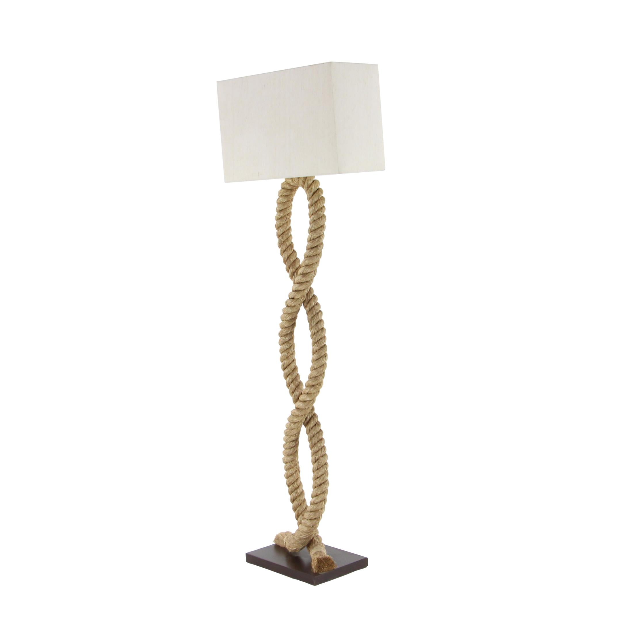 DecMode 63" Rope Brown Floor Lamp with White Fabric Shade