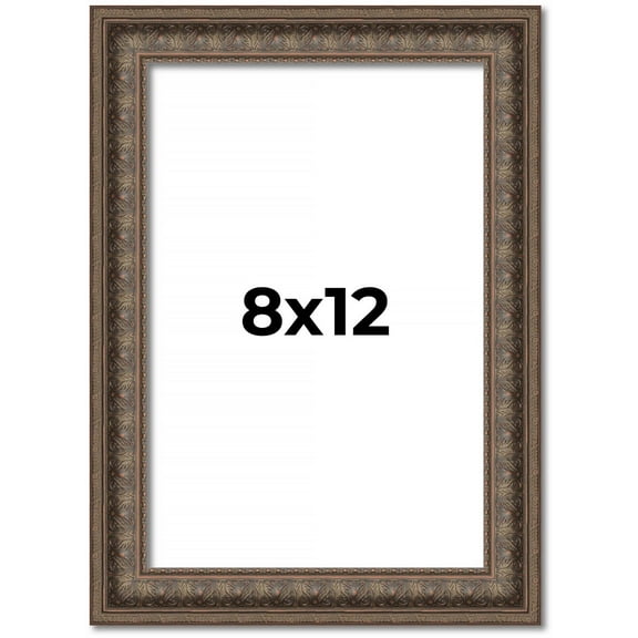 8x12 Ornate Brown Real Wood Picture Frame Width 1.5 Inches | Interior Frame Depth 0.5 Inches | Zisa