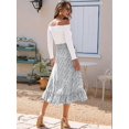 thumbnail image 5 of Women'S Boho Floral Print Wrap Front Self Tie Knot Ruffle Hem Split Midi Skirt White S, 5 of 8