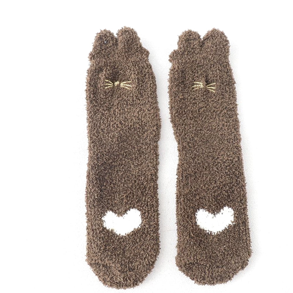 Coral wool socks thick cat paws socks