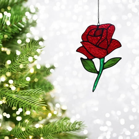 

WalGRHFR Mexican Party Decorations Style Grape Design Bed Room Dinning Room Stained Glass Chandelier Led Pendant Lamp Rose Acrylic Plane Flower Window Decoration Wall Hanging Decorations