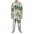 thumbnail image 4 of Kll Cartoon Car Racing Sleepwear Mens Flannel Pajamas,Long Cotton Pj Set, 4 of 9