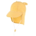 thumbnail image 2 of Jinhomg Toddler Flap Hat Kids Gingham Print Sun Hats with Neck Flap Bear Ears Cotton UPF Sun Protection Sunscreen Caps with Adjustable Chin Strap,Yellow, 2 of 6