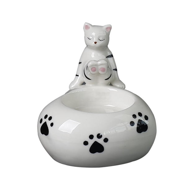 WAITLOVER Candelabro de gatito de dibujos animados, candelabro de té de cerámica hecho a mano, candelabro perfumado de animales, decoración del hogar, regalo para mamá amante de los gatos