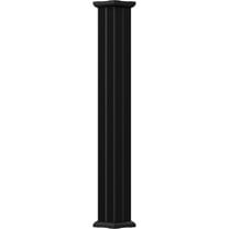8" x 8' Endura-Aluminum Column, Square Shaft (Load-Bearing 24,000 lbs), Non-Tapered, Fluted, Textured Black Finish w/ Capital & Base