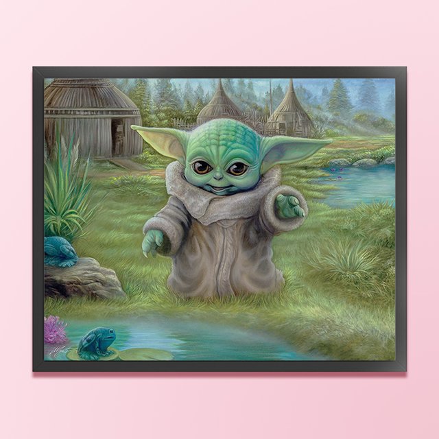 Cuadros Decorativos Yoda bordado completo hilo de algodón ecológico 11CT Kit de punto de cruz contado (ACC-178) Wdftyju embutido en tela
