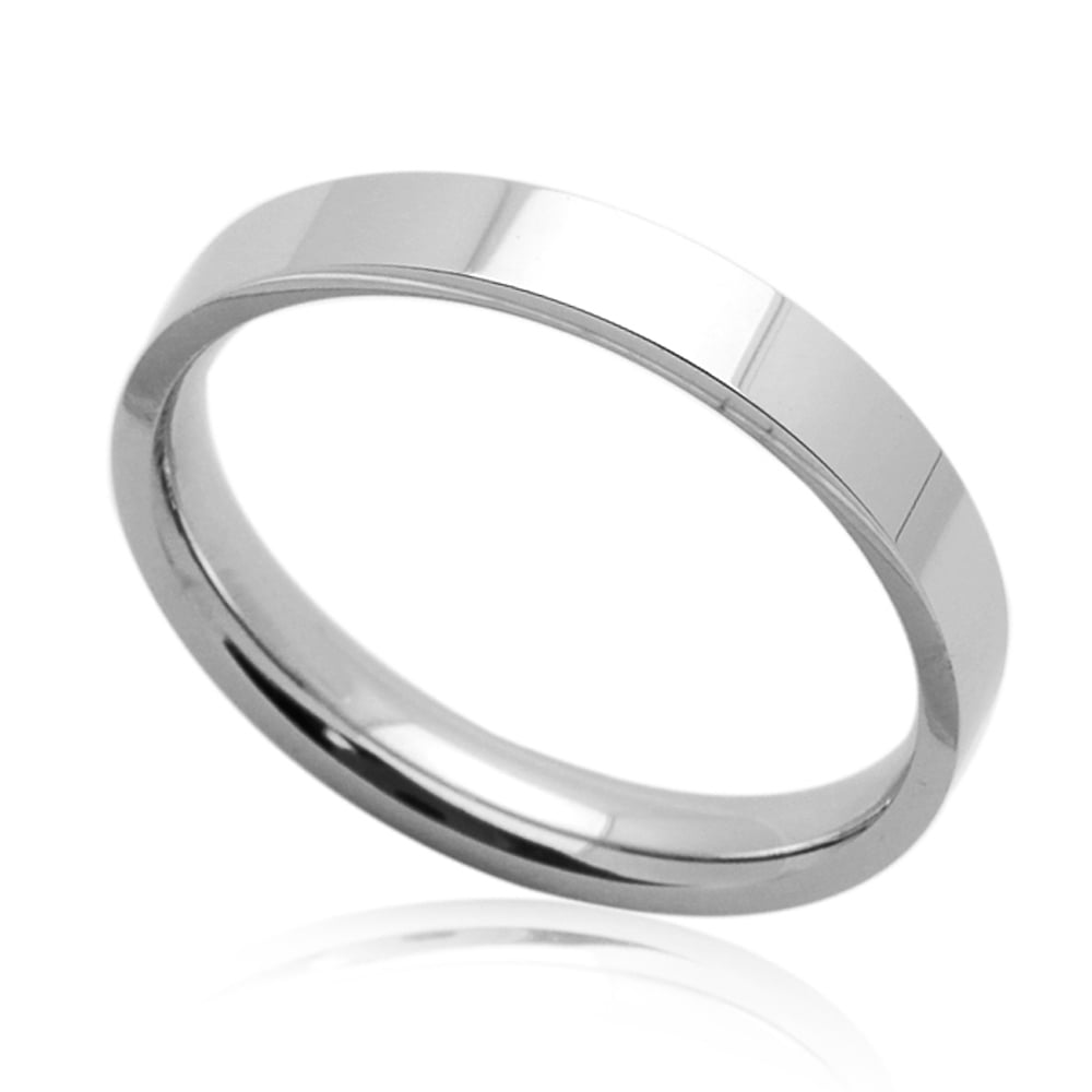 Stainless Steel 4mm Flat Comfort Fit Wedding Band Thumb Ring Sizes 5-12 
