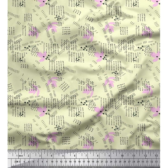 Soimoi Cotton Poplin Fabric Dot & Floral Shirting Print Fabric by Yard 42 Inch Wide