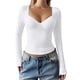 thumbnail image 3 of Camisetas de Larga con Cuello en V para Mujer, Top Corto con Doble Forro y Copa con Costura, Tops para Salir L, 3 of 7