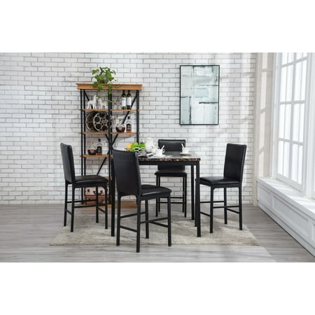 Faux Marble Counter - Boraam Arjen 5 pc counter height faux marble dining set, black