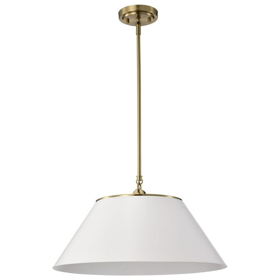 Nuvo Lighting Dover 3 Light Large Pendant White with Vintage Brass