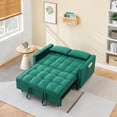 thumbnail image 6 of Velvet Sofa Bed, 3-in-1 Convertible Sleeper Sofa, Small Love Seat with Pocket & Pillow, Modern Pull Out Bed for Living Room, Apartment, Guest Room, Green, 6 of 15