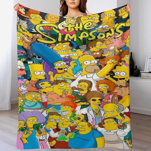 Manta de Los Simpsons, súper suave, acogedora y cálida manta de felpa para niños y niñas, mantas de franela ligeras y difusas para sofá, cama, viajes, camping, regalos de 80 x 60 pulgadas
