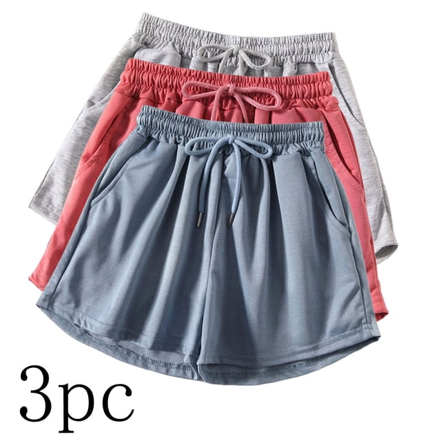 Puntoco Pantalones cortos de algodón para mujer Pantalones cortos casuales de corte en A con cintura alta y pierna ancha para correr y hacer ejercicio con estampado de moda para mujer