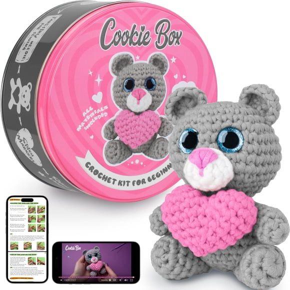 Kit de ganchillo para galletas para principiantes, animales de peluche con forma de amigurumi