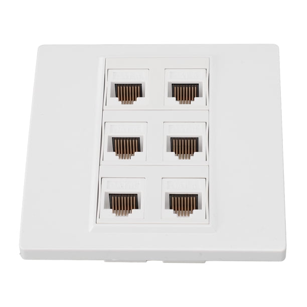 Placa De Pared Cat 6, Placa De Pared Ethernet Cat 6 Duradera Y Fácil De Instalar De 6 Puertos Para Oficina