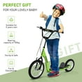 thumbnail image 6 of Aosom Youth Scooter Kick Scooter for Kids 5+ with Adjustable Handlebar Front and Rear Dual Brakes Inflatable Wheels, Green, 6 of 10
