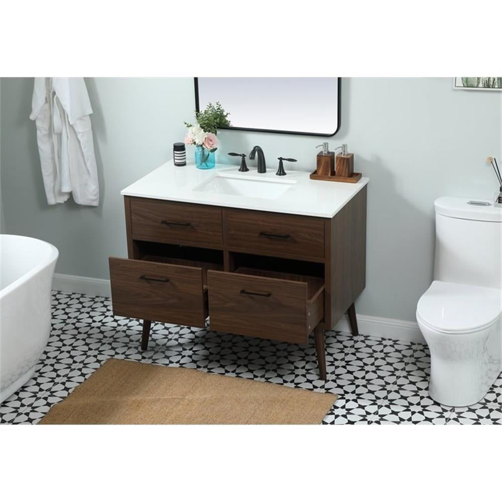 Elegant Decor Boise 42" Aluminum MDF Single Bathroom Vanity in Walnut