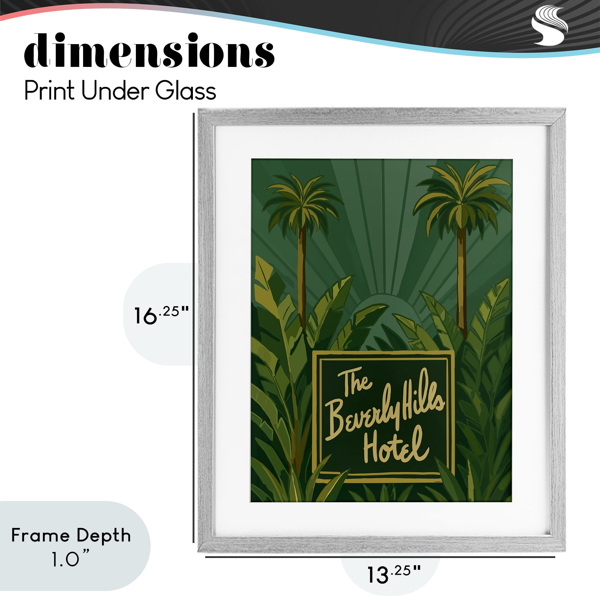 Stupell Industries Retro Beverly Hills Hotel Gray Framed Print Under Glass, design by Amelia Noyes