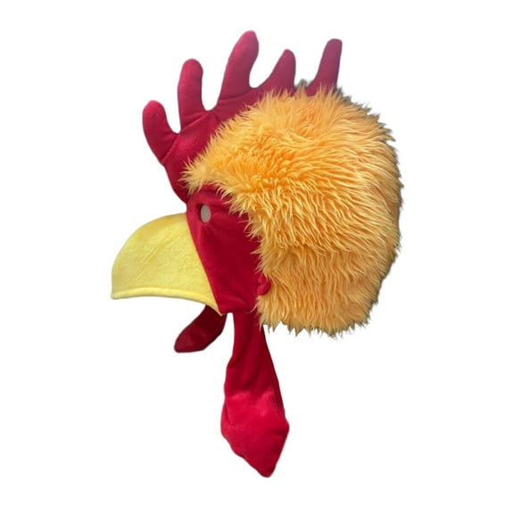 FVDPWYE Plush Animal Bird Headwear Chicken Costume Fancy Dress Headgear Rooster Hat Orange Yellow