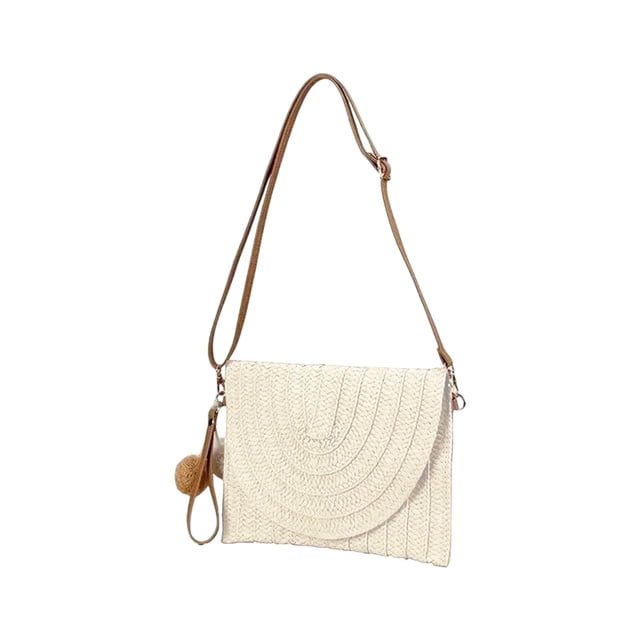 Bolso de playa de paja, bandolera tejida, bolso de hombro a rayas, bolso tipo H, bolso casual de verano para compras, viajes y uso diario.