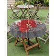 thumbnail image 4 of Outdoor Tablecloth with Umbrella Hole for Patio/Picnic/Party/Camping, Red Cement Gray Waterproof Table Cloth Round Cover Washable, Modern Abstract Art Red (Dia 60"), 4 of 8
