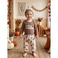 thumbnail image 5 of RUINIXCW Infant Baby Boy Thanksgiving Outfit Fashion Long Sleeve Letters Embroidered Romper with Print Pants, Hat 3Pcs Fall Set, 5 of 9