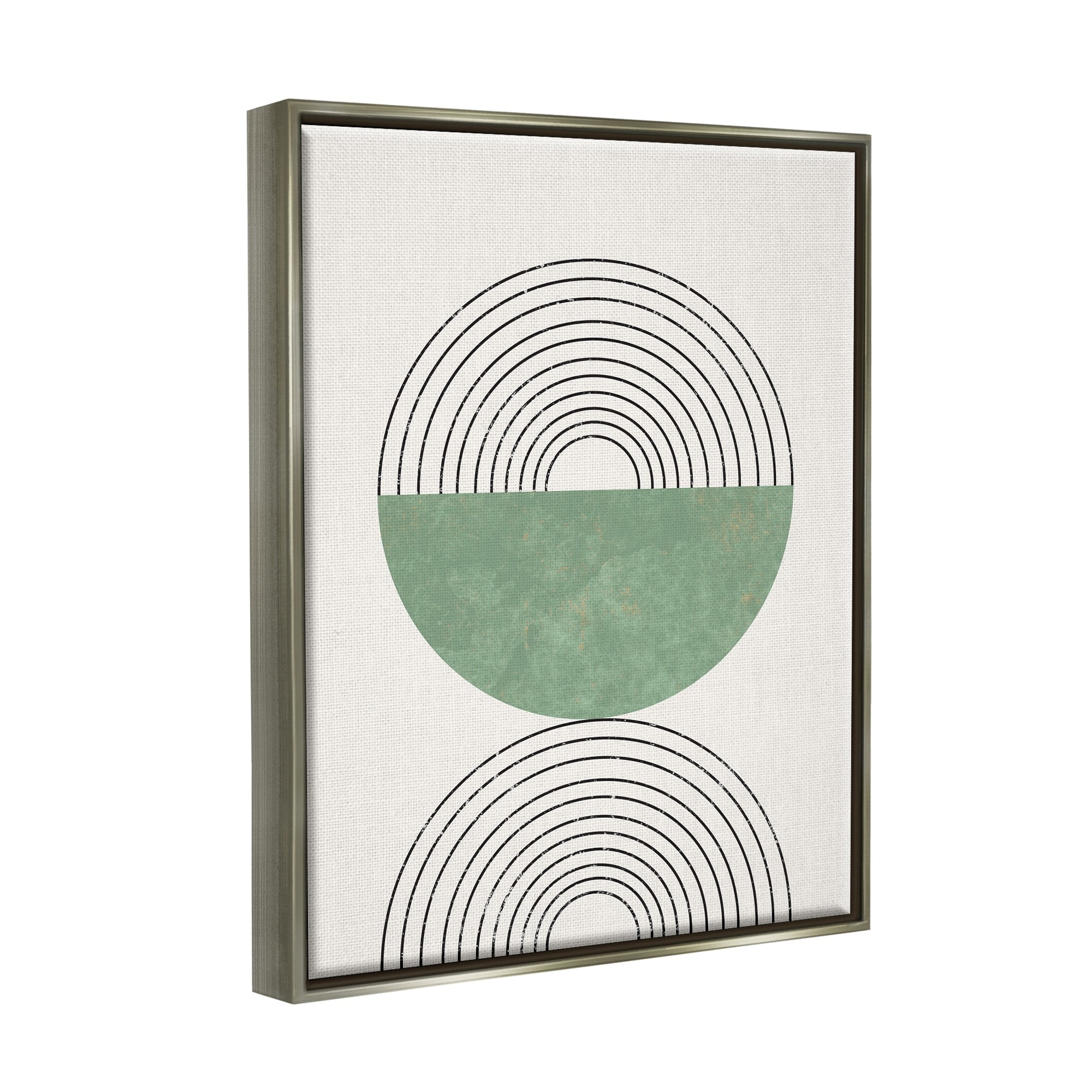 Stupell Industries Abstract Geometric Circular Study Curved Art Deco Luster Gray Framed Floating Canvas Wall Art, 24x30, by Daphne Polselli