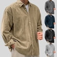 thumbnail image 2 of 2026 Men's Casual Loose Solid Color Corduroy Lapel Shirt Jacket, 2 of 7