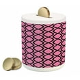 thumbnail image 1 of Hot Pink Piggy Bank, Vertical Wavy Lines Tangled Stripes Curves Girlish Feminine Design Modern, Ceramic Coin Bank Money Box for Cash Saving, 3.6" X 3.2", Pink Black, by Ambesonne, 1 of 4
