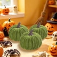 thumbnail image 6 of Fall Decor,Fall Decorations for Home,Velvet Pumpkins Decoration Artificial Fake Pumpkins,3IN Fabric Wrapped Pumpkin Ornaments for Home Kitchen Farmhouse(Green), 6 of 6