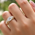 thumbnail image 6 of vylahjewellery Two Tone Solitaire Oval Cut Moissanite Engagement Ring Set 14K Yellow Gold Vermeil Wedding Ring Half Eternity Wedding Band, Anniversary & Birthday Gift for Her, 6 of 8