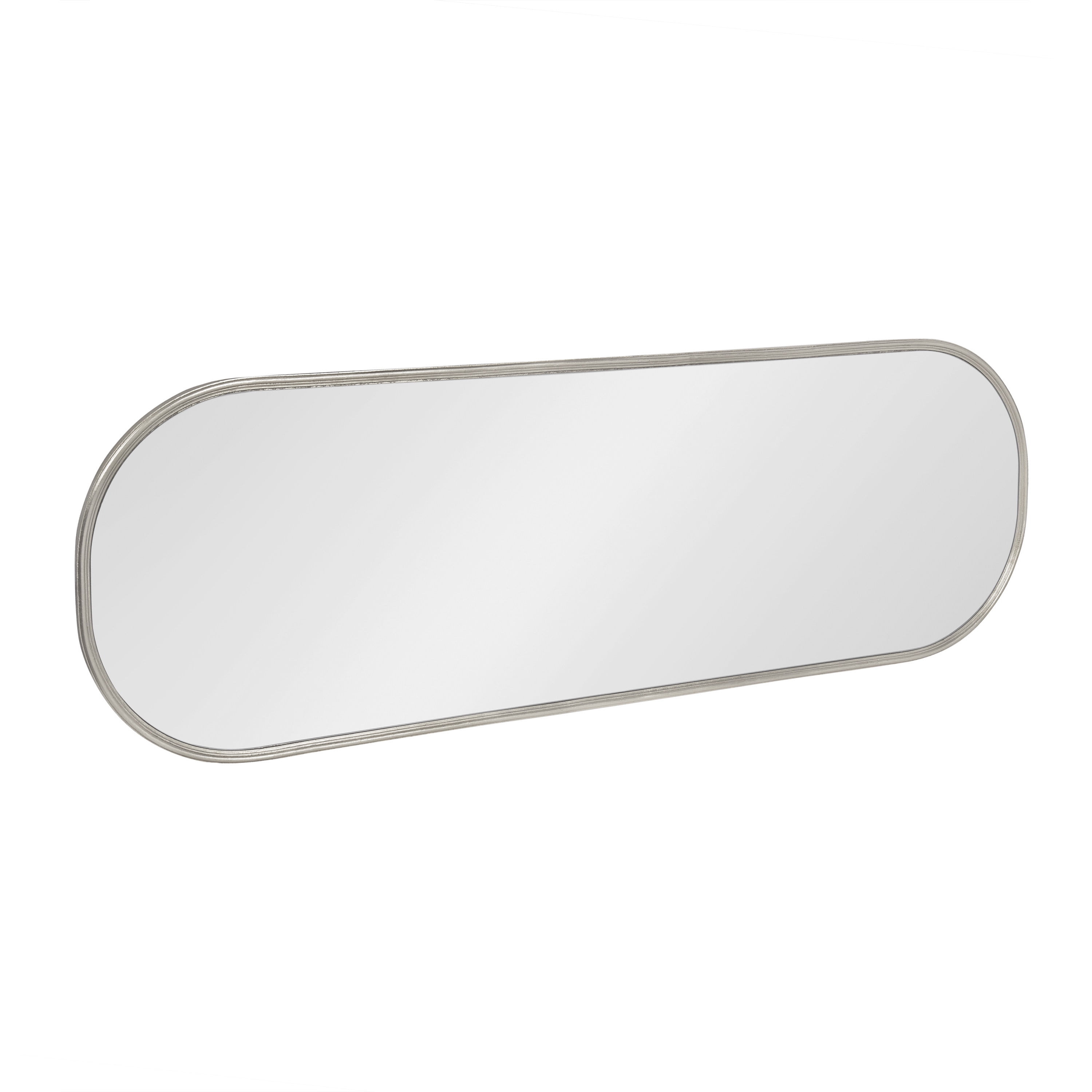 Kate and Laurel Caskill Modern Capsule Panel Mirror, 16 x 48, Silver, Decorative Oval Full Length Accent Mirror for Wall
