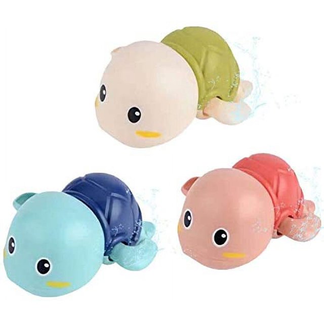 Juguetes de baño para bebés, juguetes de tortuga nadadora con mecanismo de relojería para niños pequeños, juguetes flotantes para bañera de agua, juegos de piscina para niños (paquete de 3)