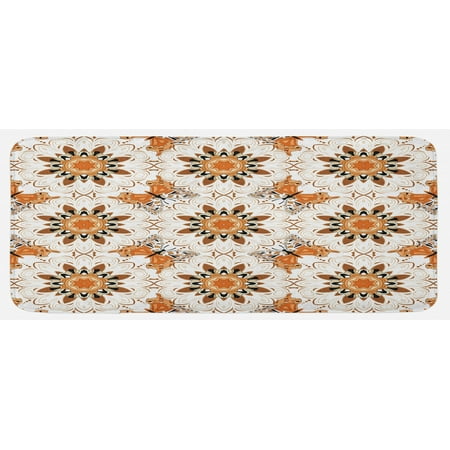 

Tan and Brown Kitchen Mat Mandala and Butterflies Symmetrical Positions Vintage Oriental Mosaic Plush Decorative Kitchen Mat with Non Slip Backing 47 X 19 Multicolor by Ambesonne