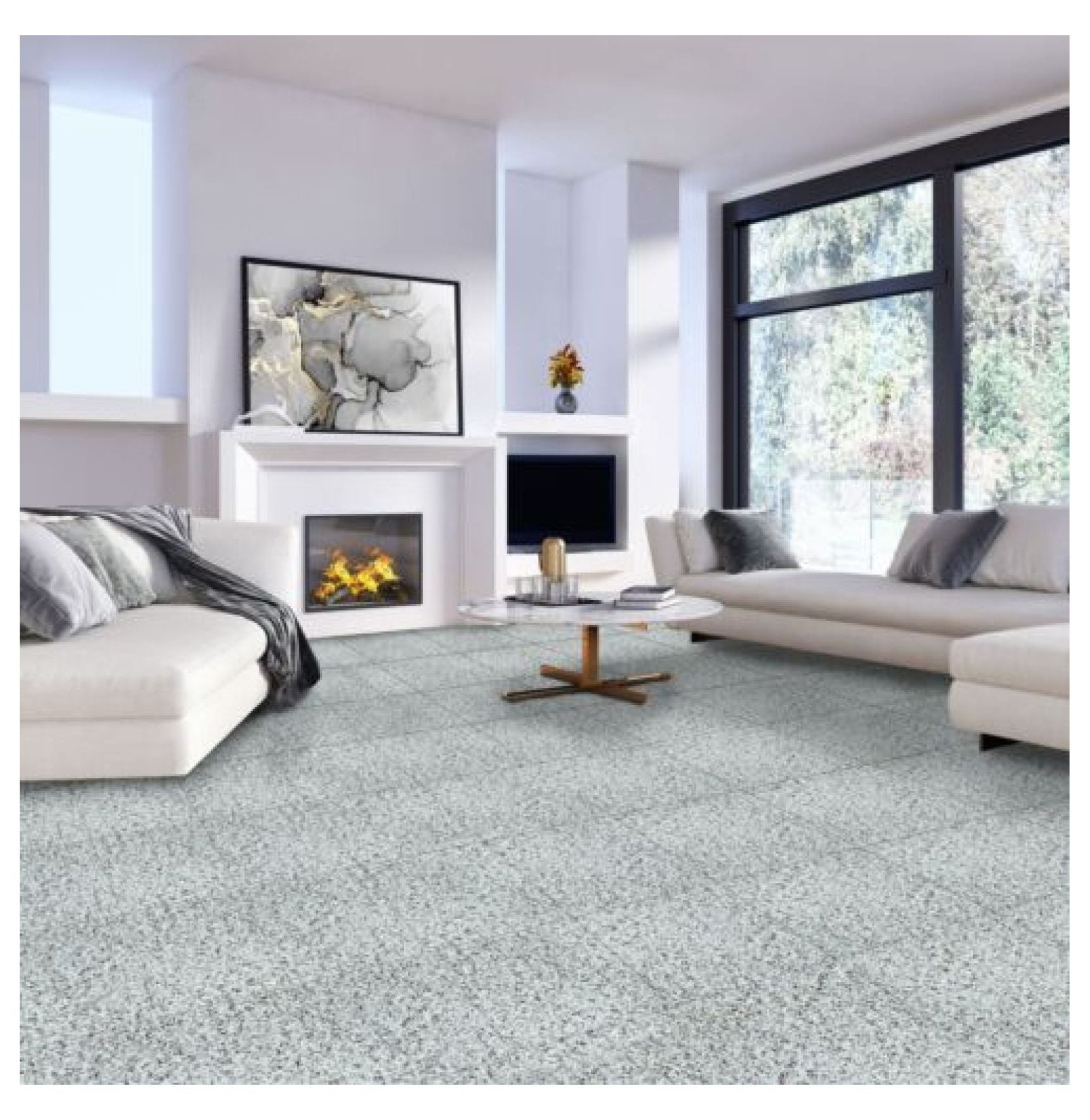 Mineral Speckle Grey Vinyl Floor Tiles 20 PCs Self Adhesive Flooring - Actual Size 12" x 12"