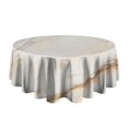 thumbnail image 5 of White Gold Marble Pattern Round Tablecloth 60"x60",Wrinkle Wipeable Table Cloth for Kitchen Dining Room Picnic Patio Party, 5 of 6