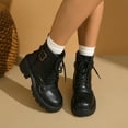 thumbnail image 2 of Rokment Platform Combat Boots for Women Fall Winter Buckle Side Zip up Leather Chunky Lug Sole Ankle Booties, 2 of 8